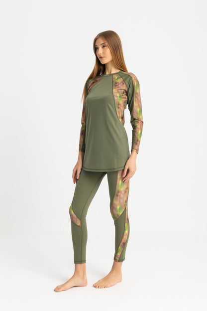 Asymmetrical Basic Swimsuit - Forest Haze